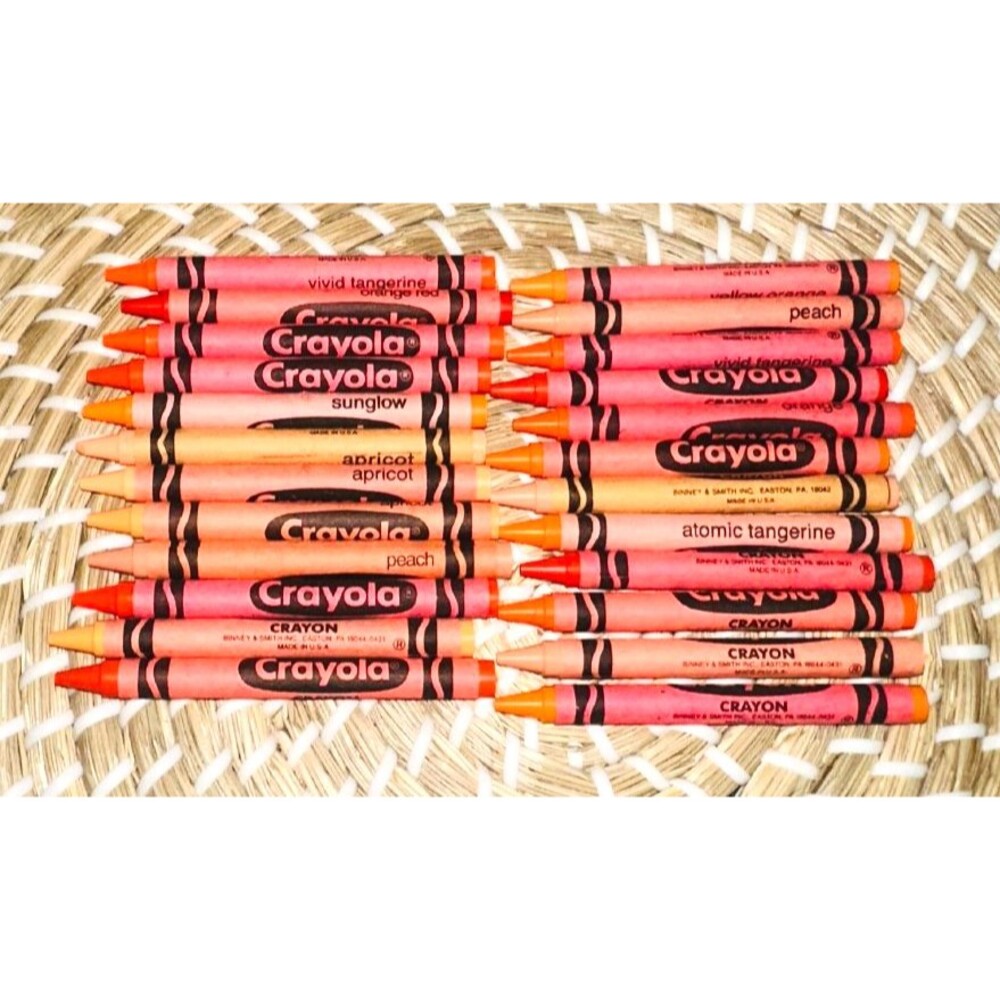 26 Vtg Crayola Crayons Orange ORANGES 80's 90's HTF Colors Binney & Smith UNUSED